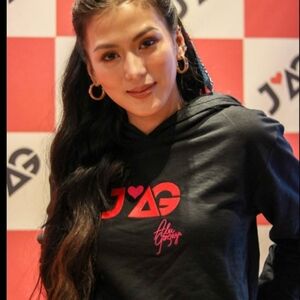 JagJeans By Alex Gonzaga Well Made Black And Red Logo Womens Hoodie